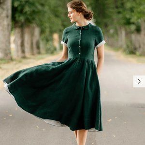 SOLD Son de Flor classic linen dress - mint green